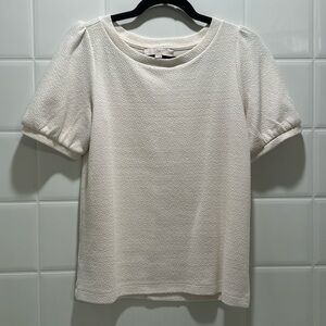 Loft Cream Textured Puff Sleeve Top